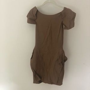 Caribbean Queen camel body con dress